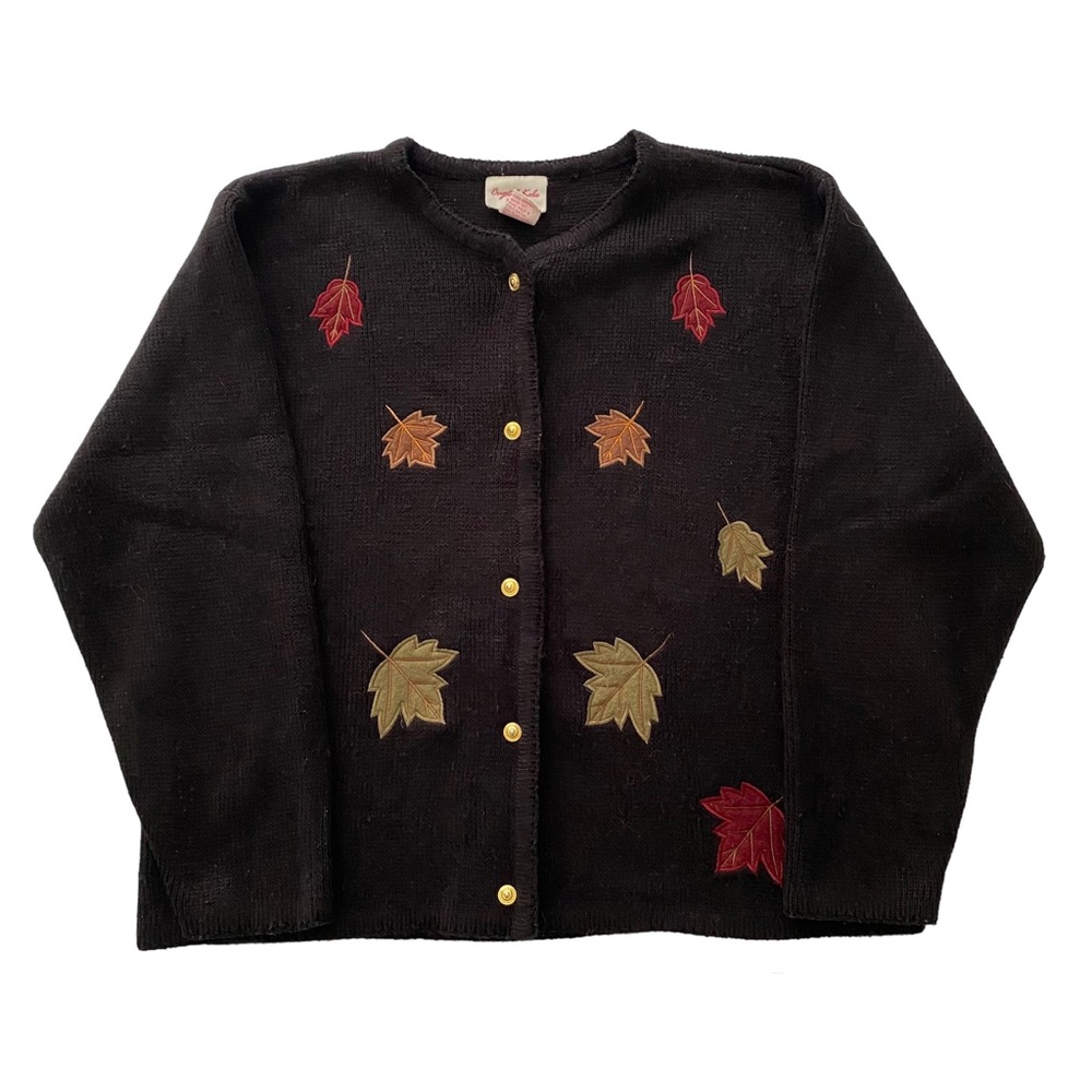 fall leaves button up cardigan